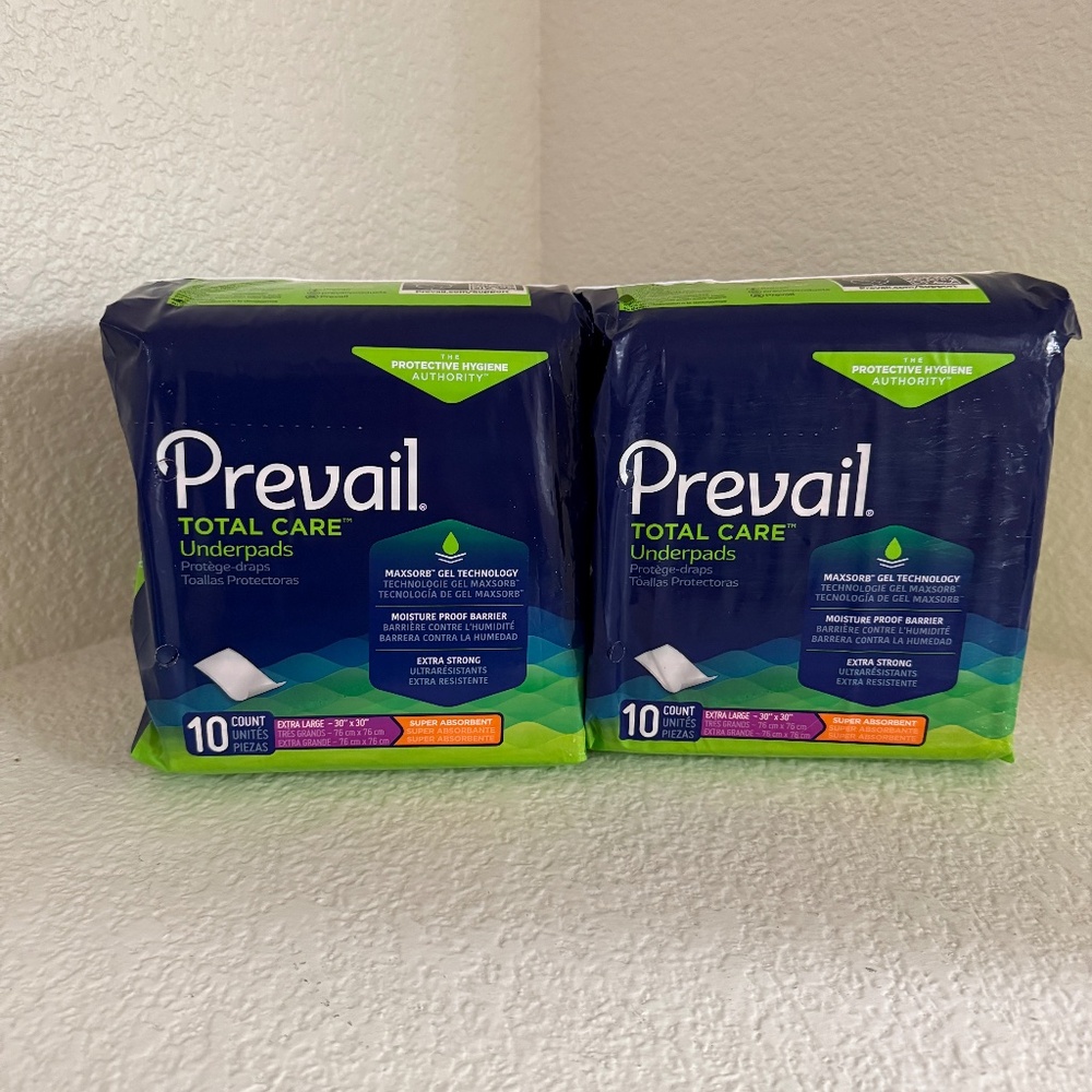COPY - NWOT Prevail Underpads Extra Large 30”x30” 2 packs 10 count each